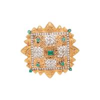 BICOLOR GOLD, EMERALD, AND DIAMOND BROOCH/PENDANT