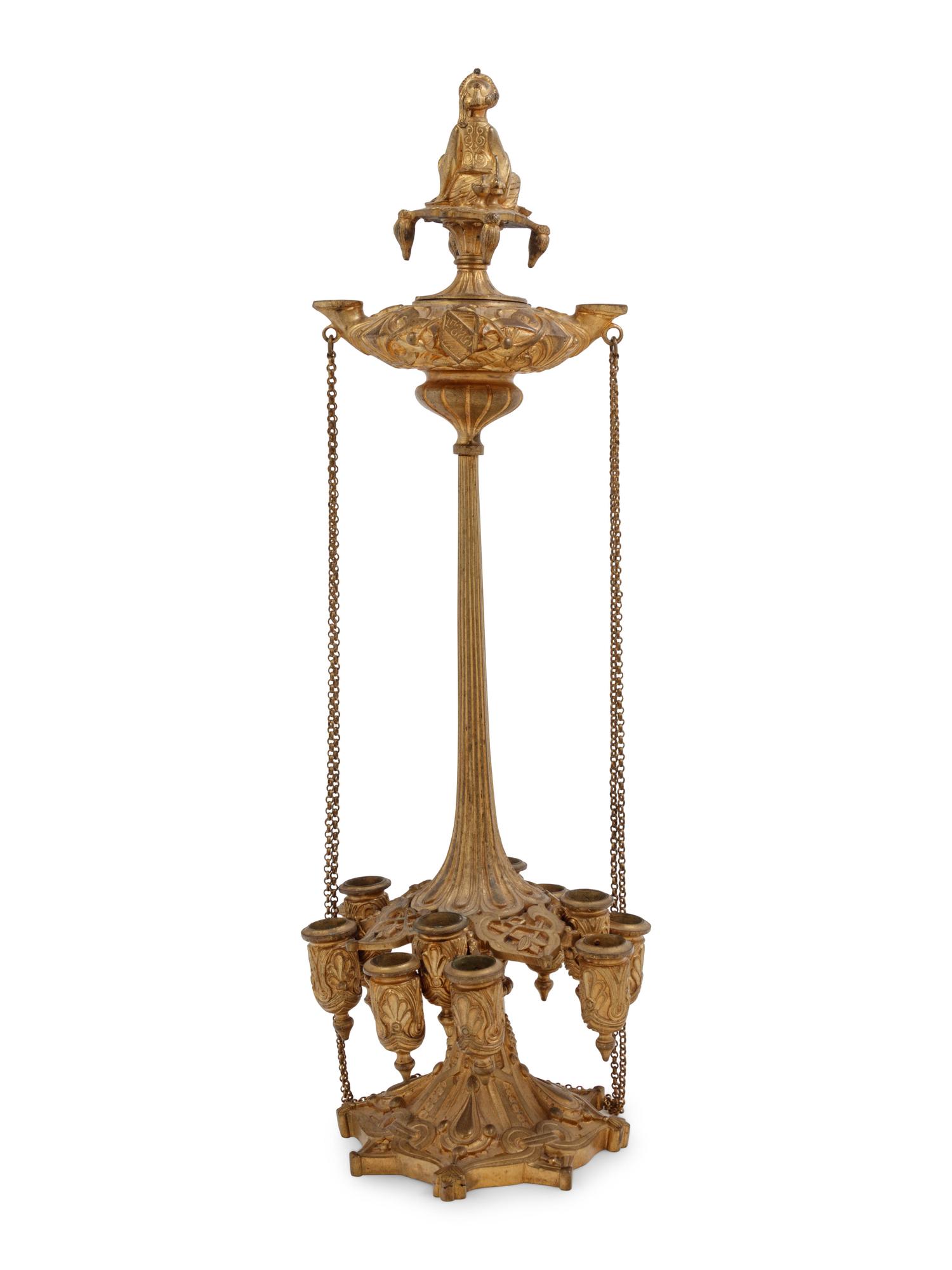 A Continental Gilt Bronze Candelabrum