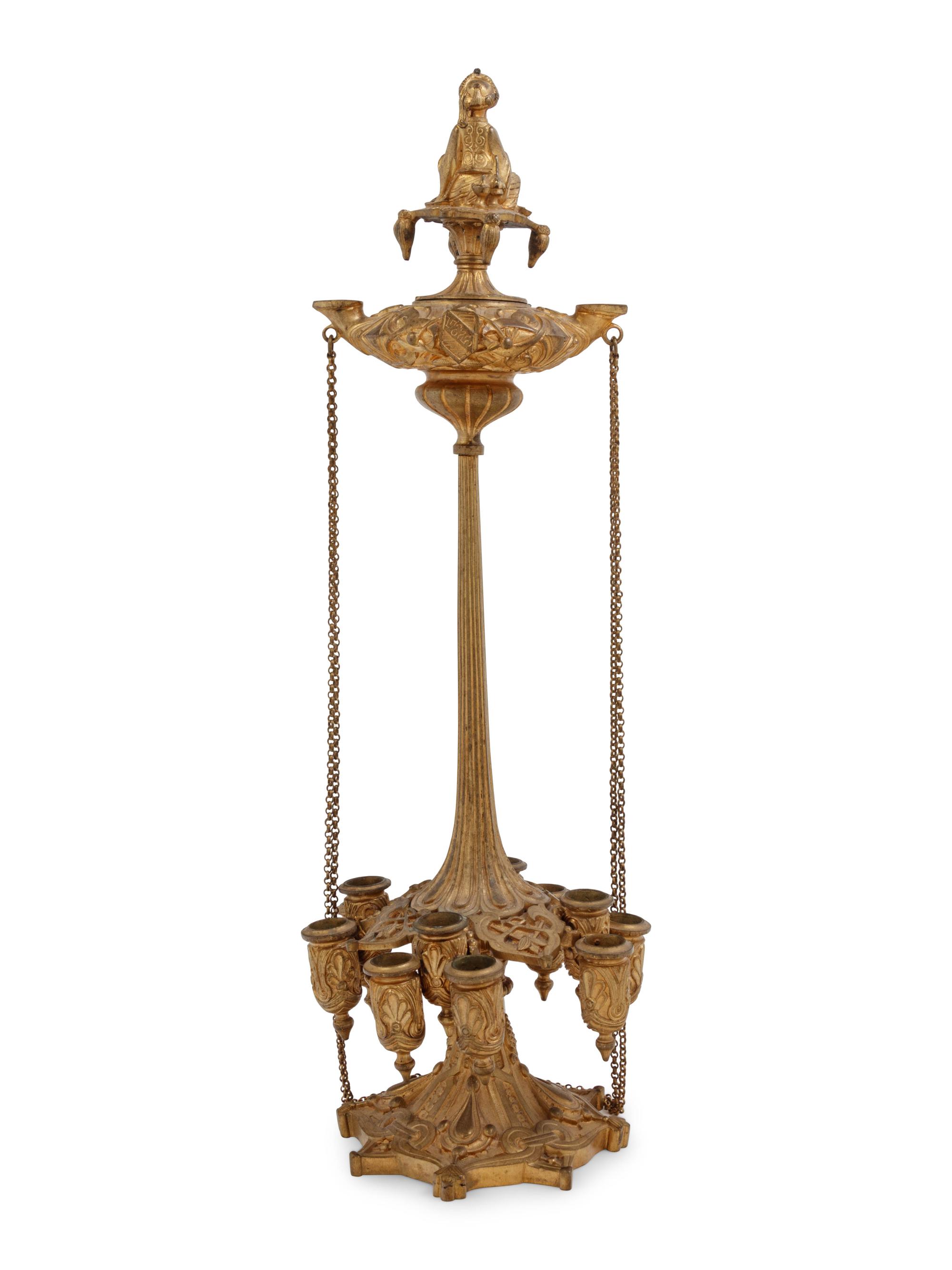 A Continental Gilt Bronze Candelabrum
