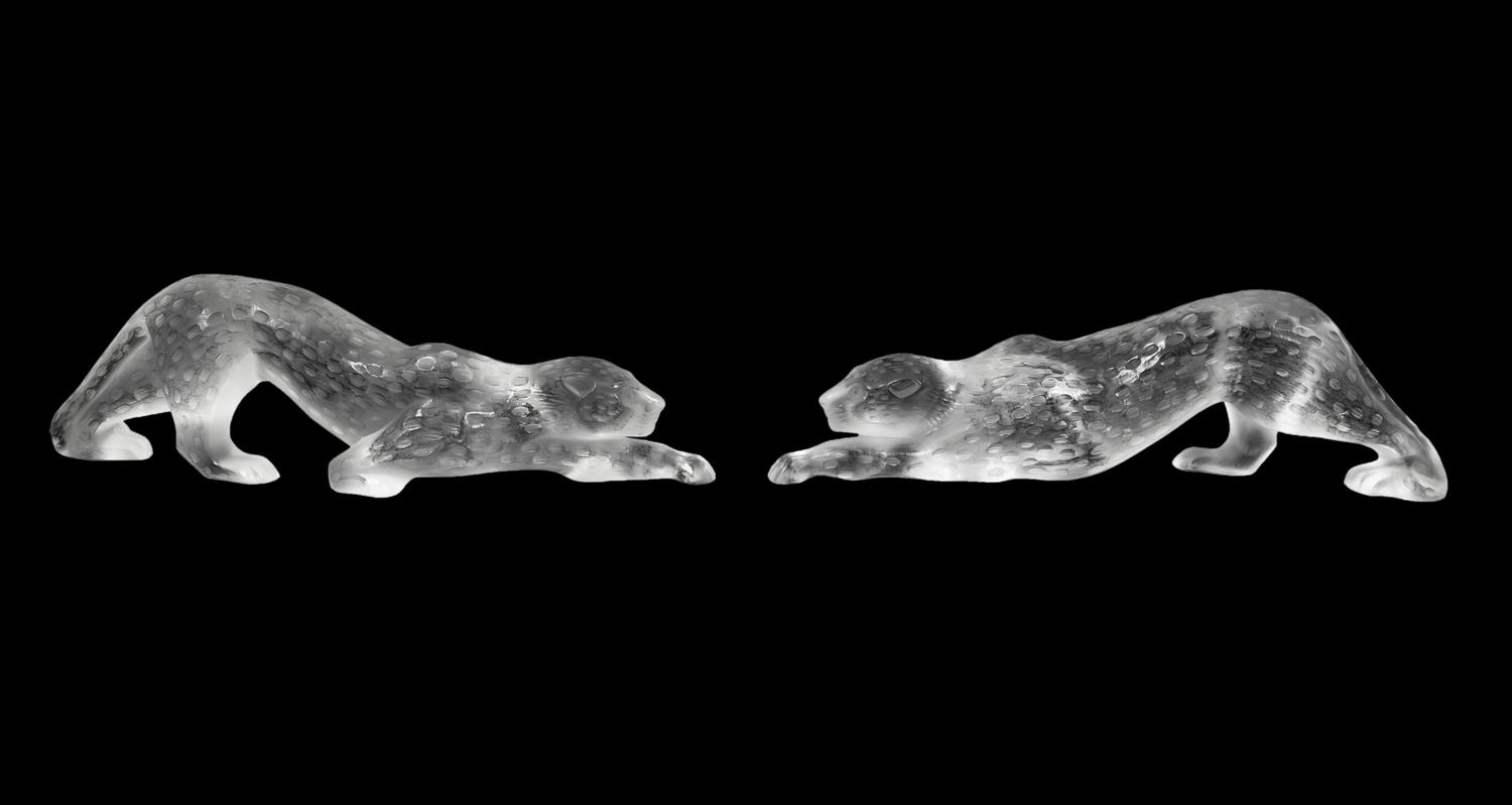 A Pair of Lalique Zelia Panther Sculptures