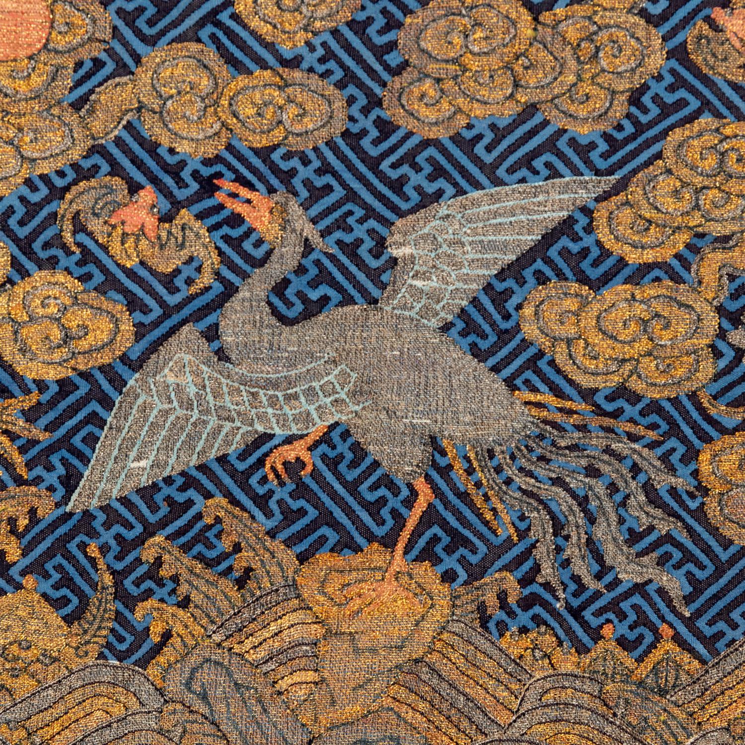 Two Pairs of Chinese Kesi Silk 'Silver Pheasant' Rank Badges, 19th Century 清晚期 緙絲五品文官白鷴補子兩對