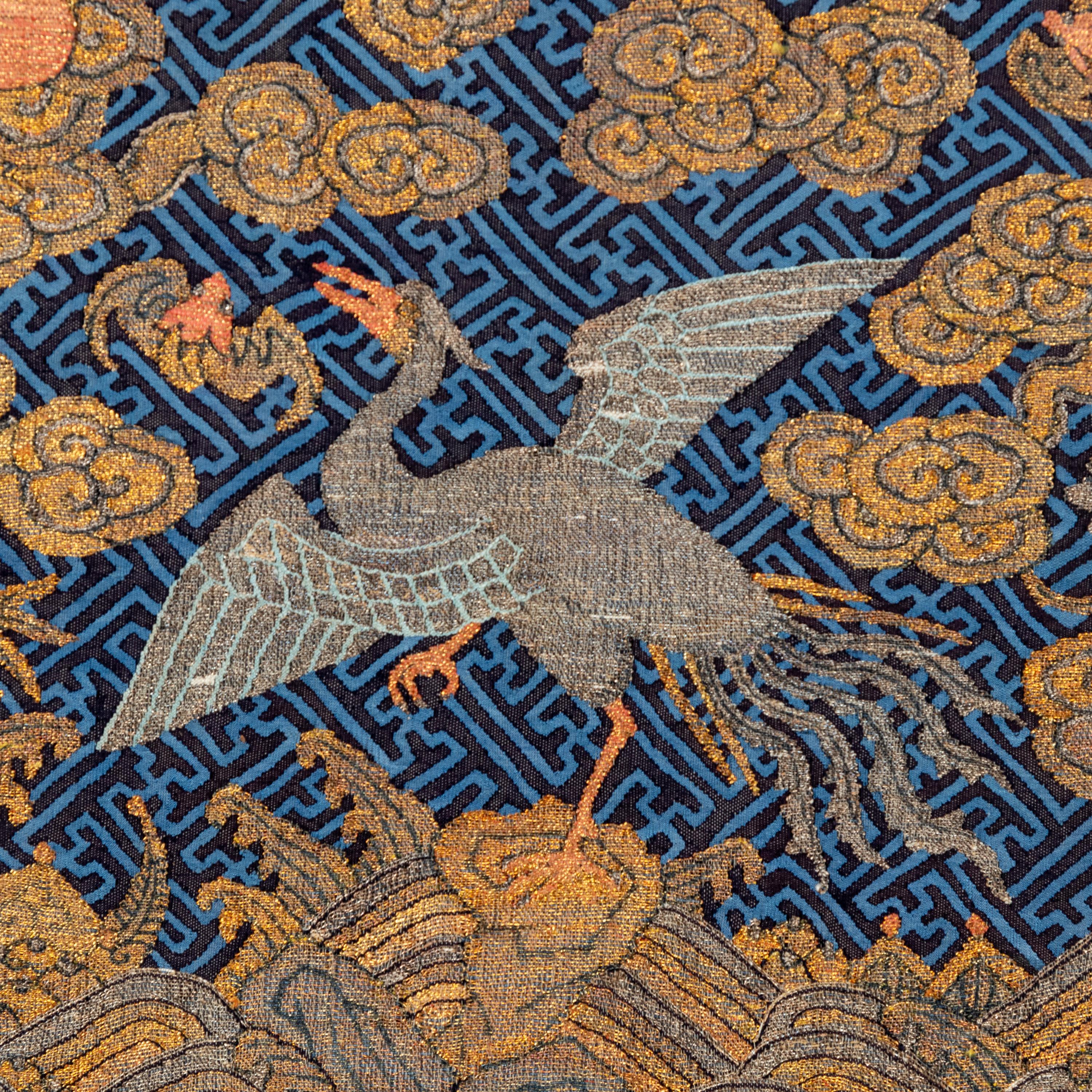 Two Pairs of Chinese Kesi Silk 'Silver Pheasant' Rank Badges, 19th Century 清晚期 緙絲五品文官白鷴補子兩對