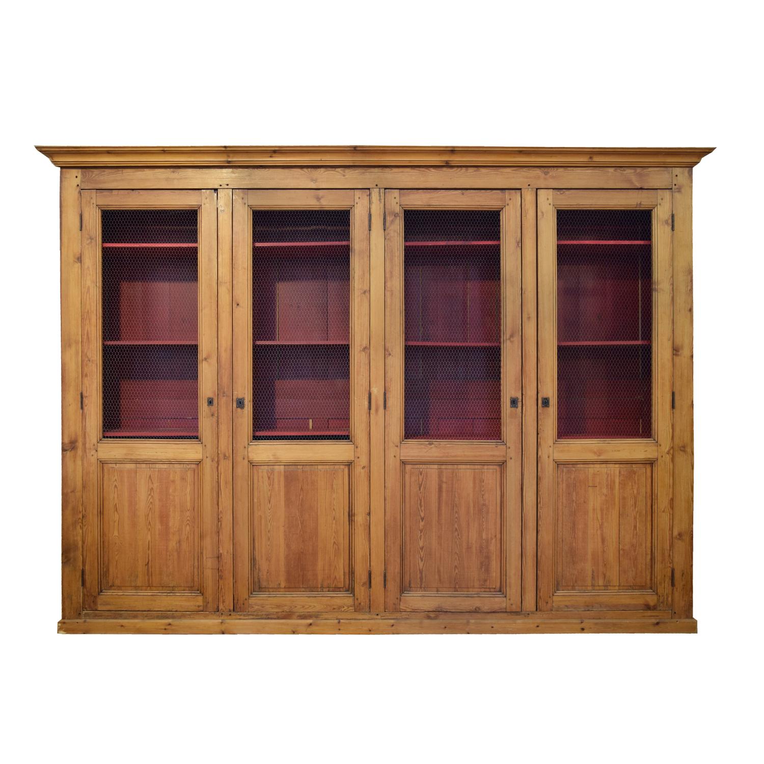A Pine Four Door Cabinet 129" W x 17.5" D x 93" H — Italy, 19th Century