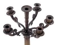 A Pair of Charles X Bronze and Sienna Marble Six-Light Candelabra
