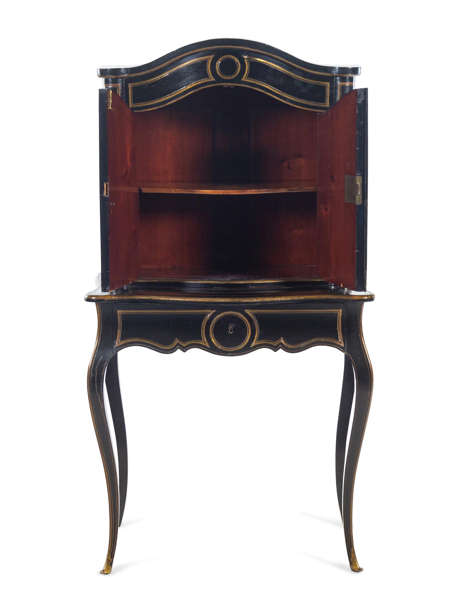 A Napoleon III Brass Inlaid Ebonized Bureau