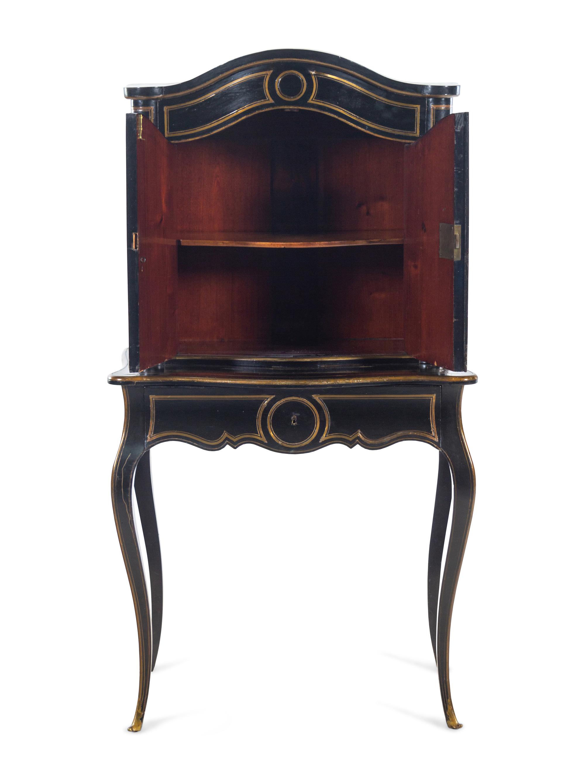 A Napoleon III Brass Inlaid Ebonized Bureau