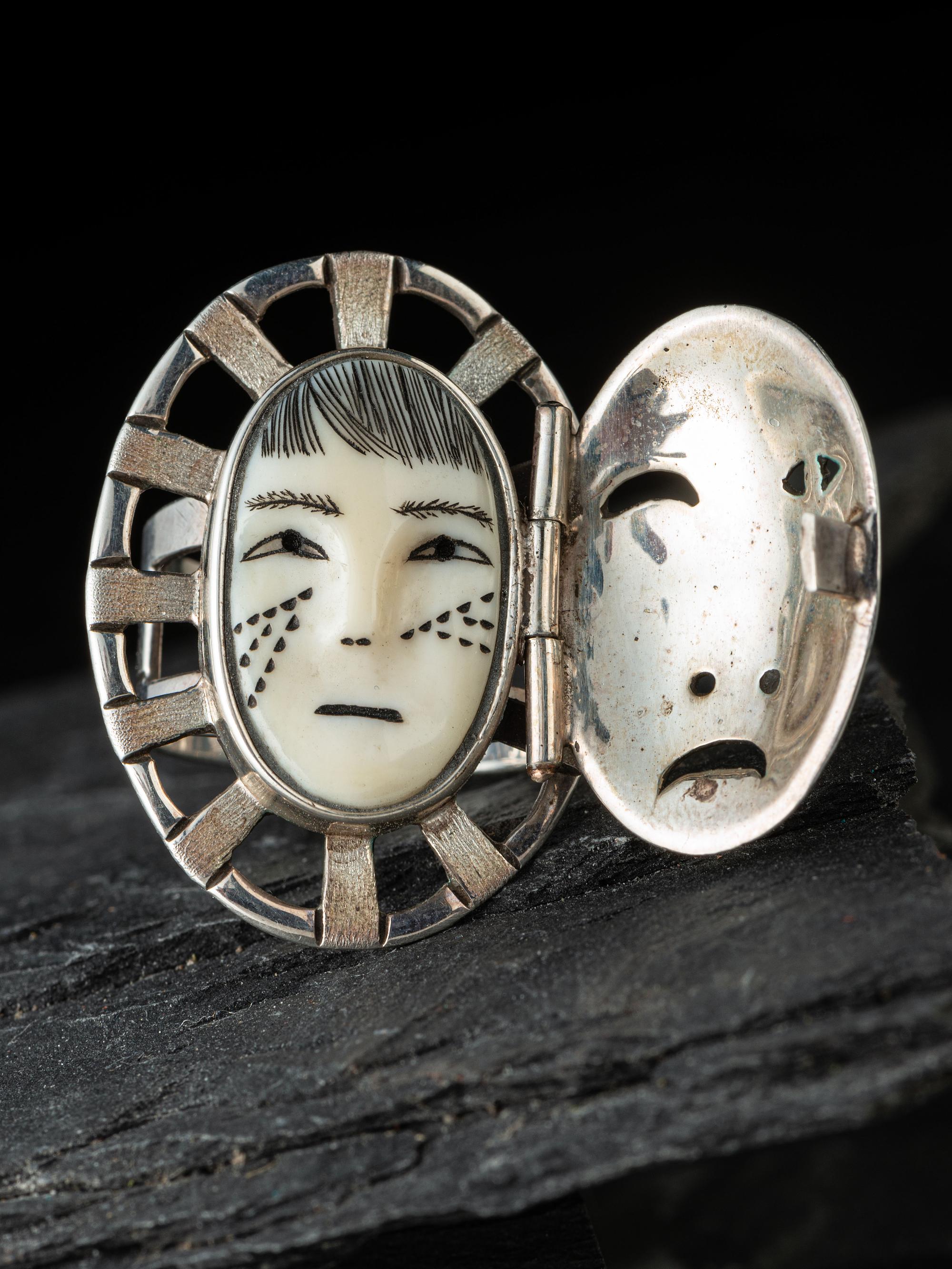 Sterling Silver Maskette Ring