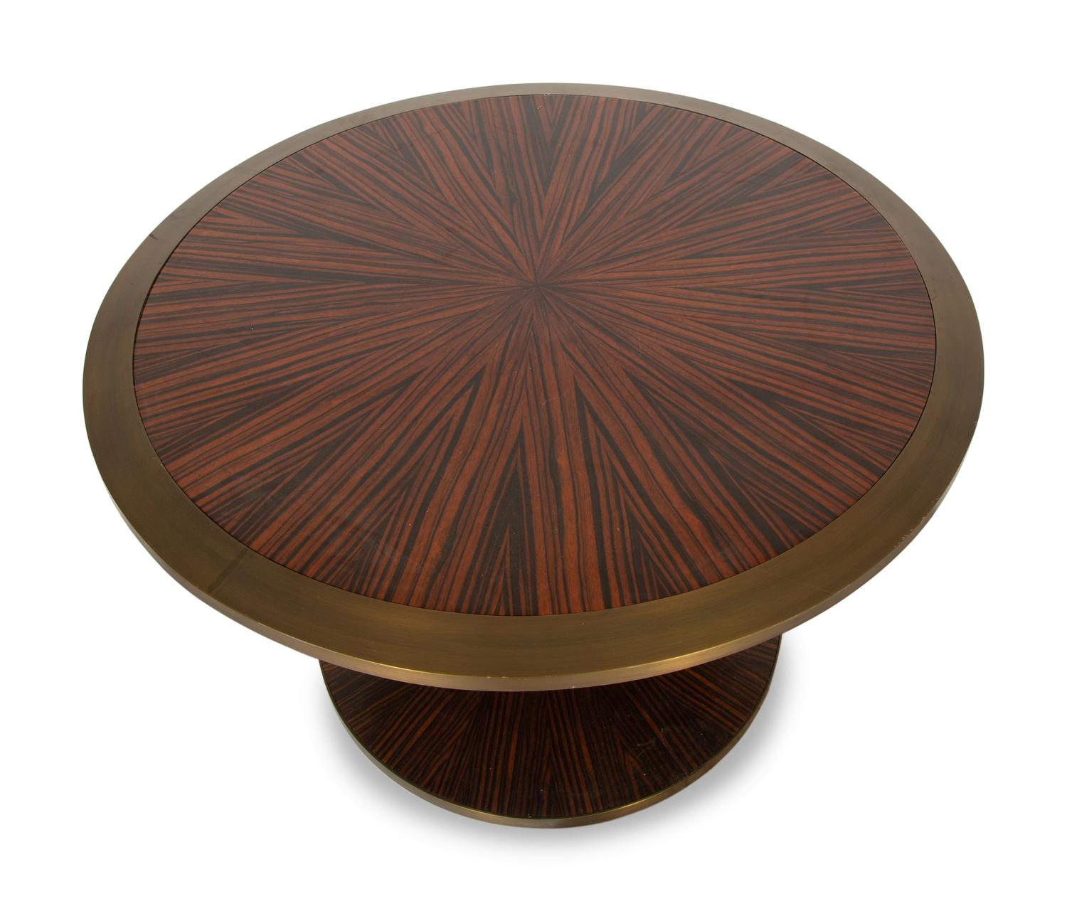 An Art Deco Style Brass Mounted Calamander Low Table