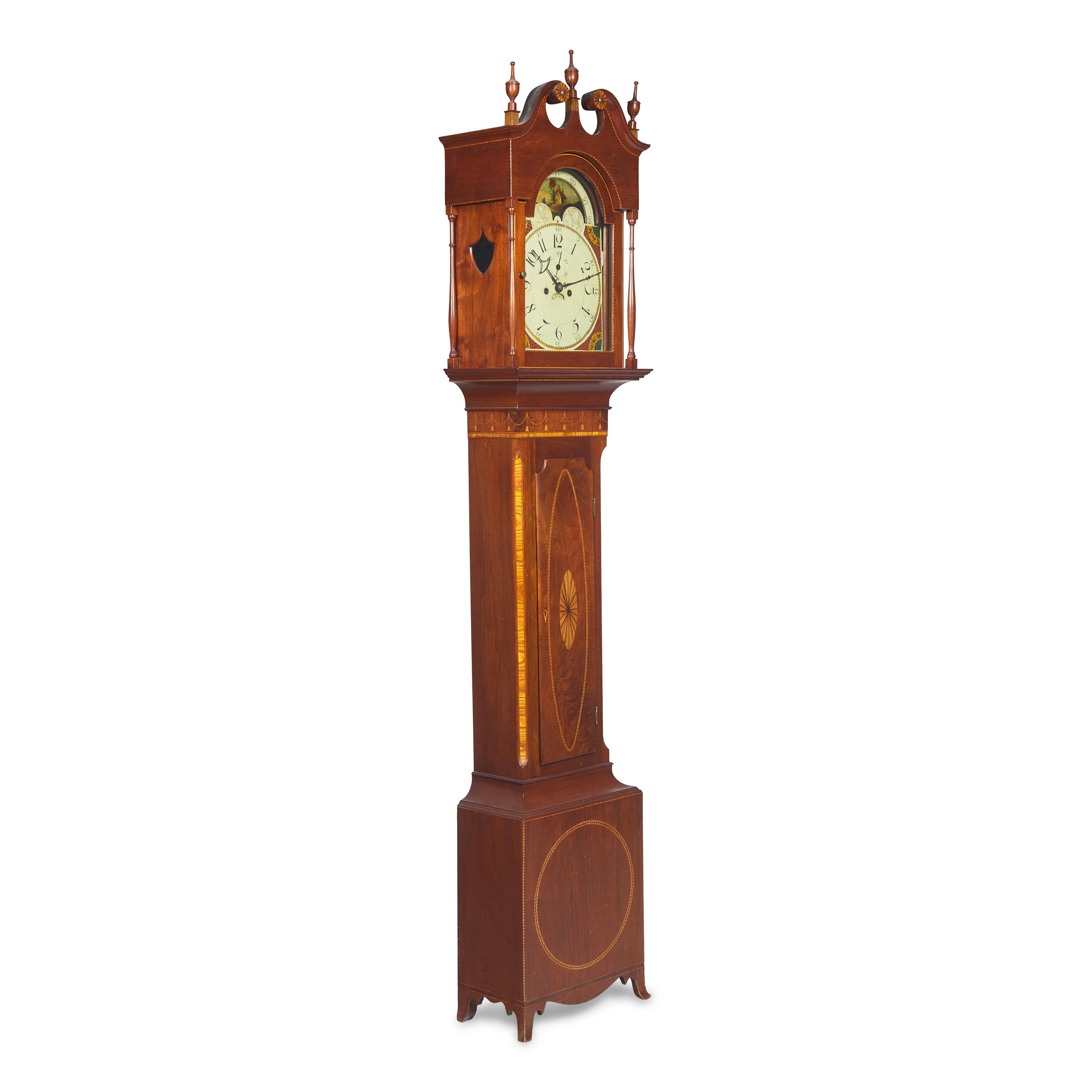 A Federal Inlaid Mahogany Tall Case Clock