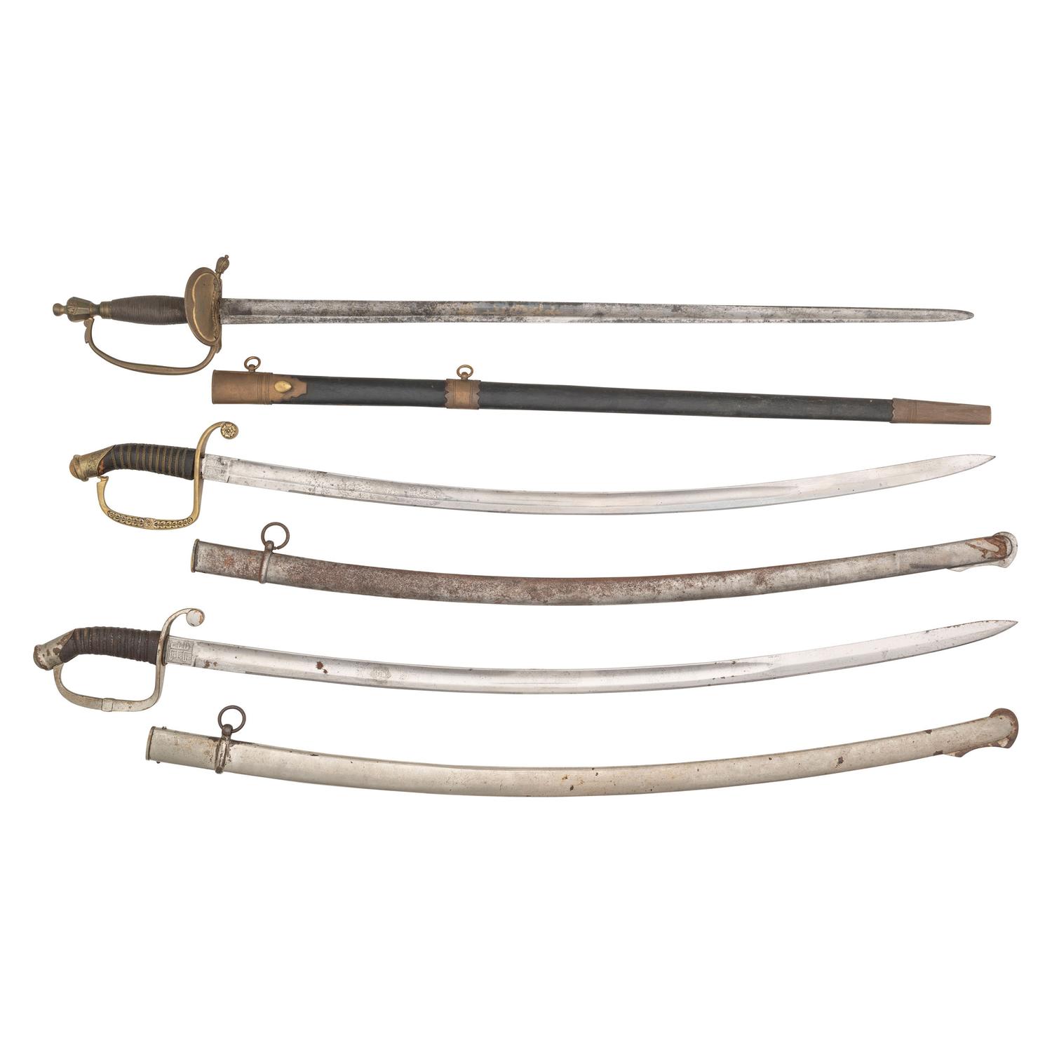 Lot of 3 Swords Including: British 1796 Pattern Spadroon and Two 19th Century Persian Cossack Sabers