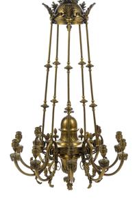 A Louis XVI Style Gilt Bronze Ten-Light Chandelier Height 42 x width 25 inches. — FERDINAND BARBEDIENNE, PARIS, LATE 19TH CENTURY