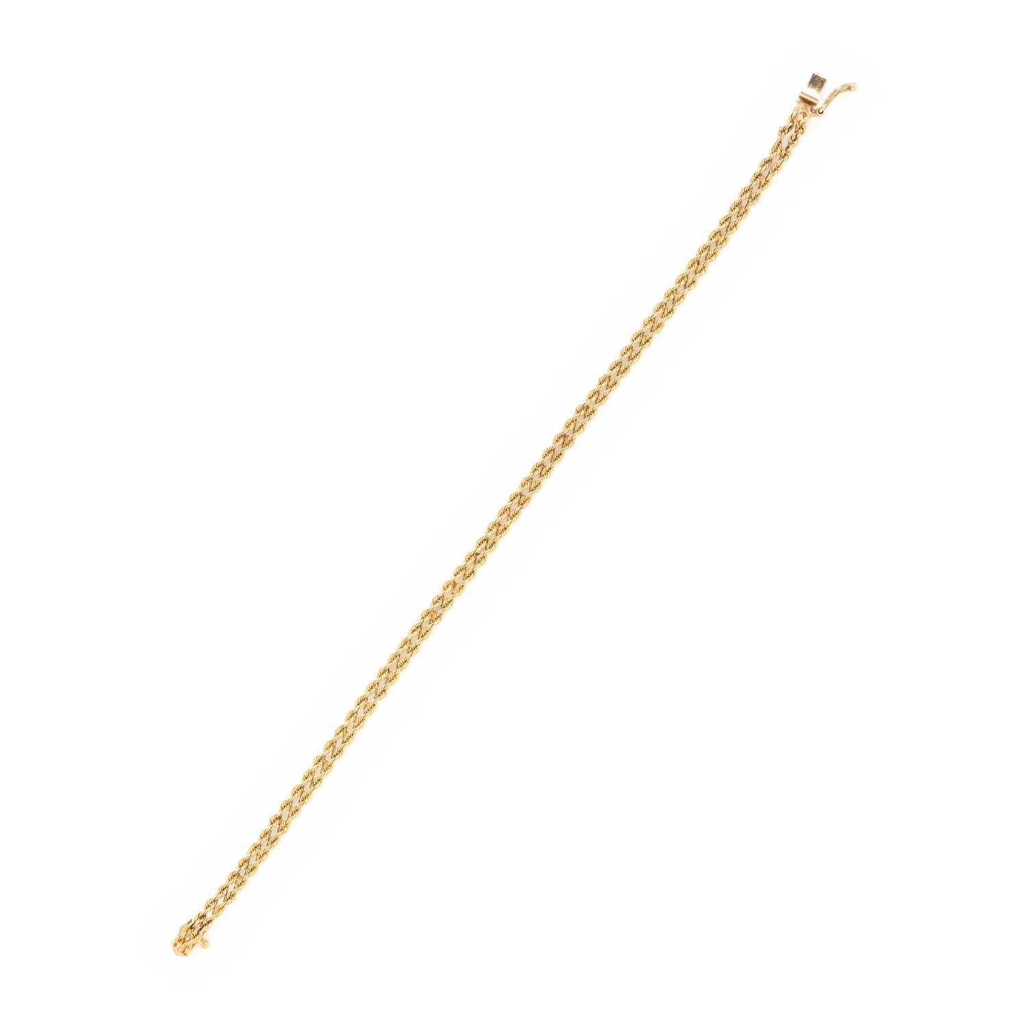 Two Yellow Gold Double Strand Rope Link Bracelets