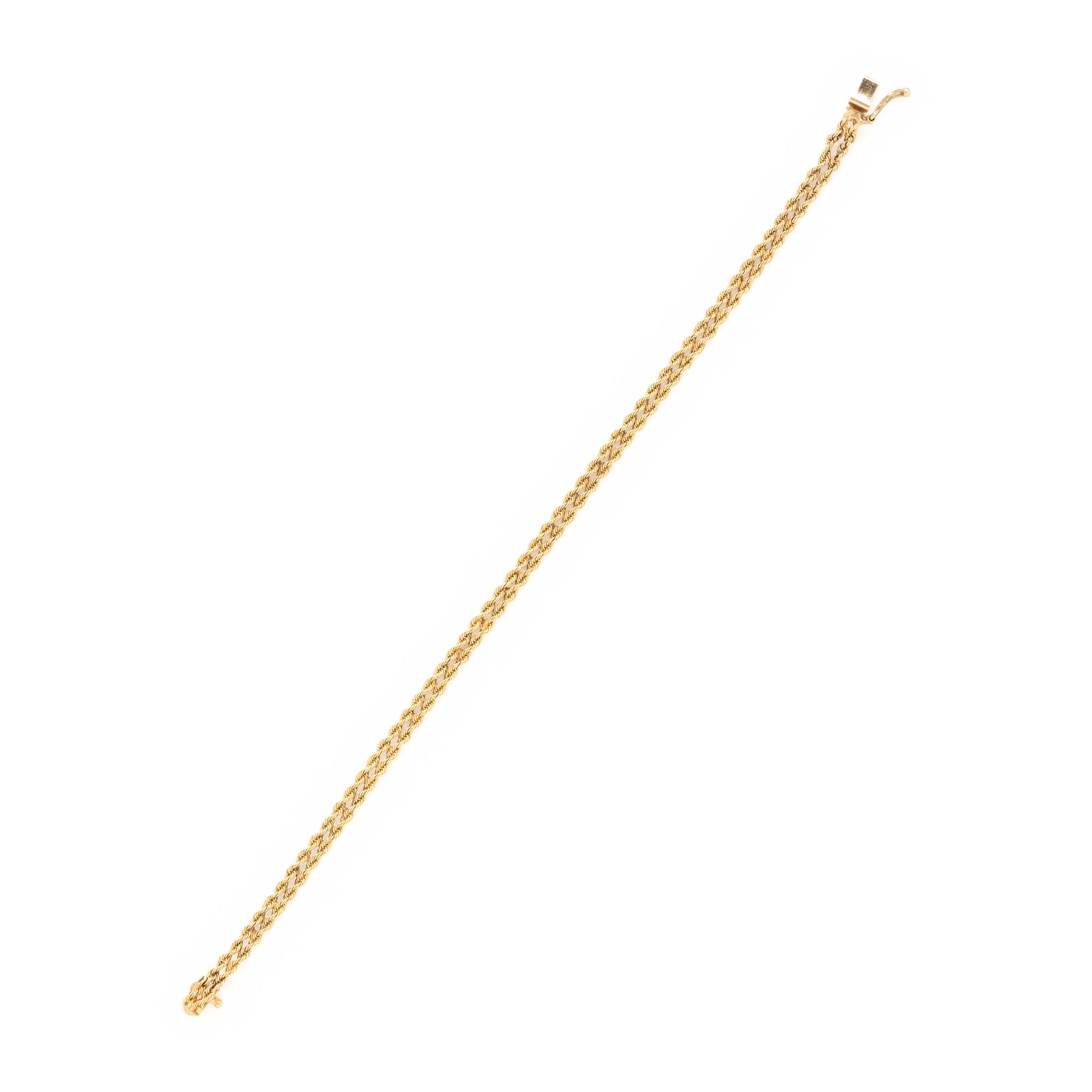 Two Yellow Gold Double Strand Rope Link Bracelets