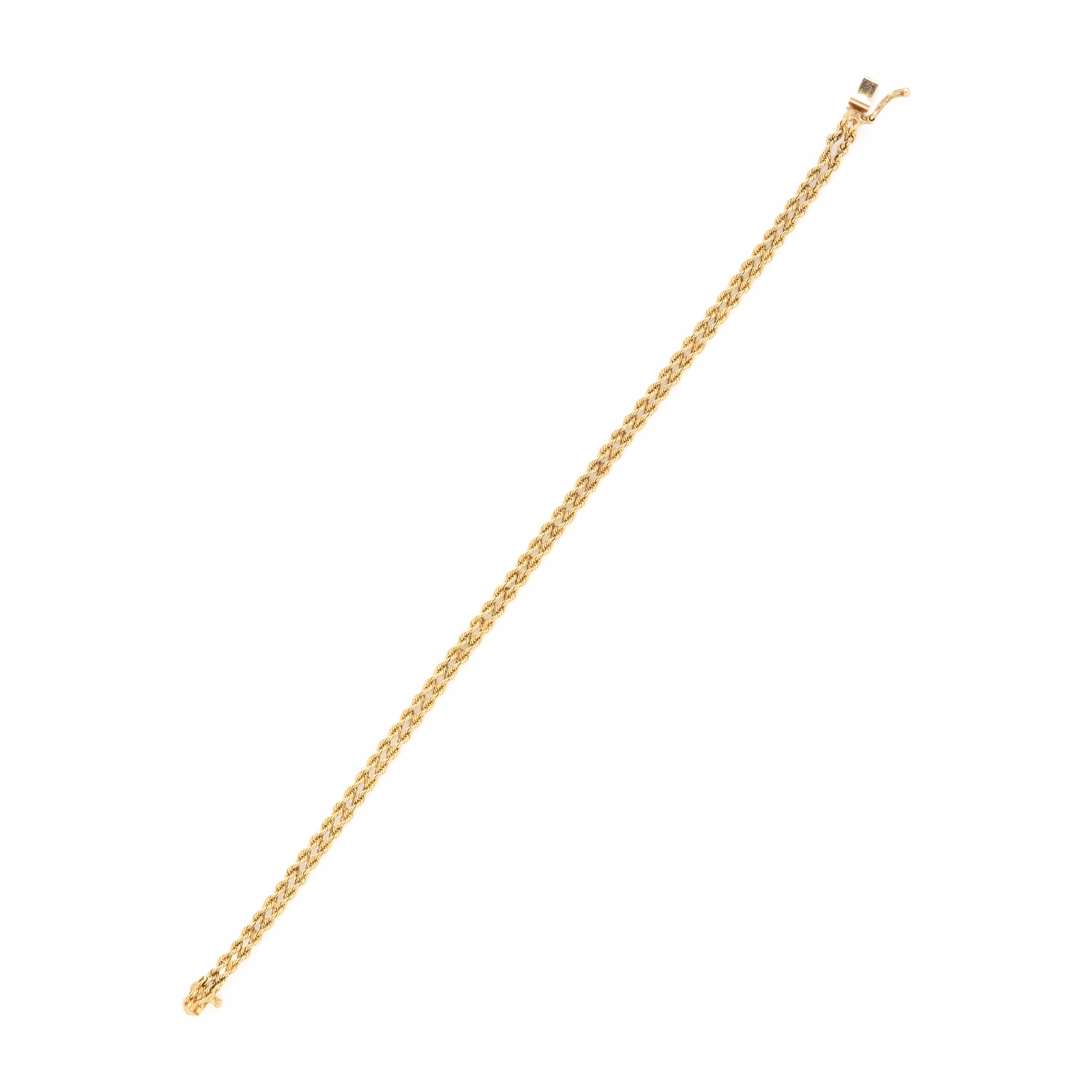 Two Yellow Gold Double Strand Rope Link Bracelets