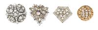 A Collection of Four Rhinestone Brooches,