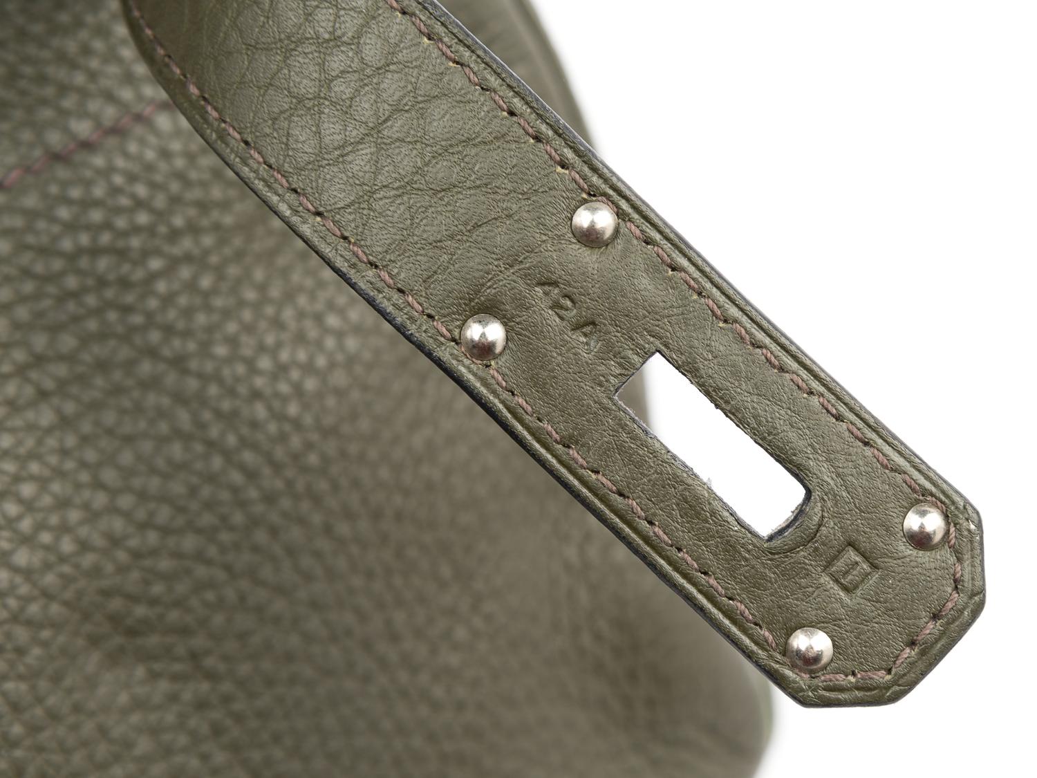 Hermès Vert Olive Taurillon Clemence Sac A Main Shoulder Birkin Bag, 2005