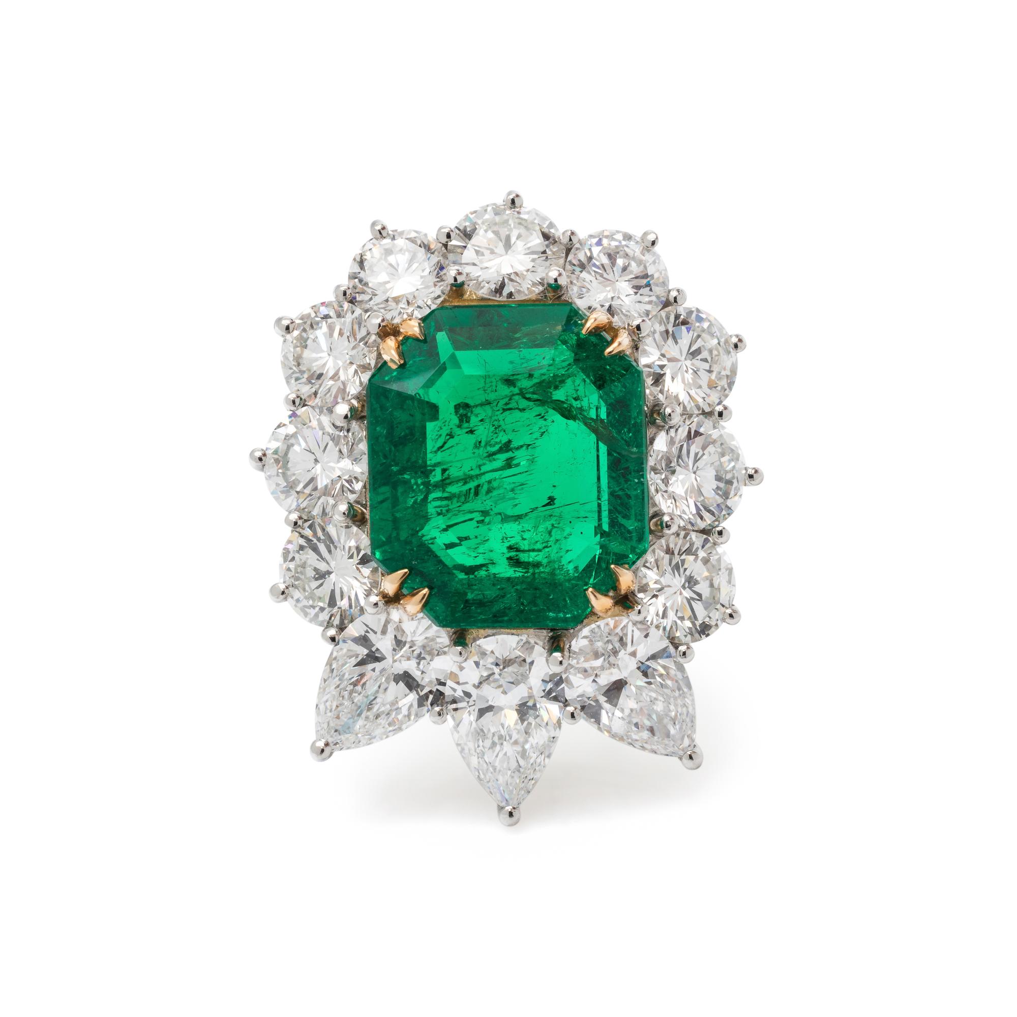 HARRY WINSTON, JACQUES TIMEY, COLOMBIAN EMERALD AND DIAMOND PENDANT/BROOCH