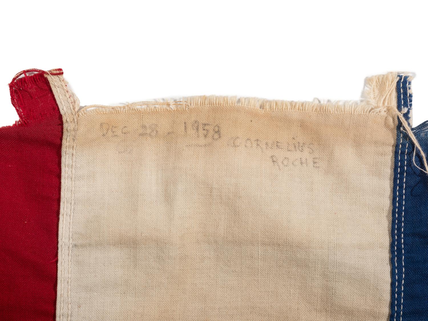[TEXTILES - FOOTBALL] Patriotic bunting from NFL Championship bet. NY Giants and Balt. Colts, 1958.