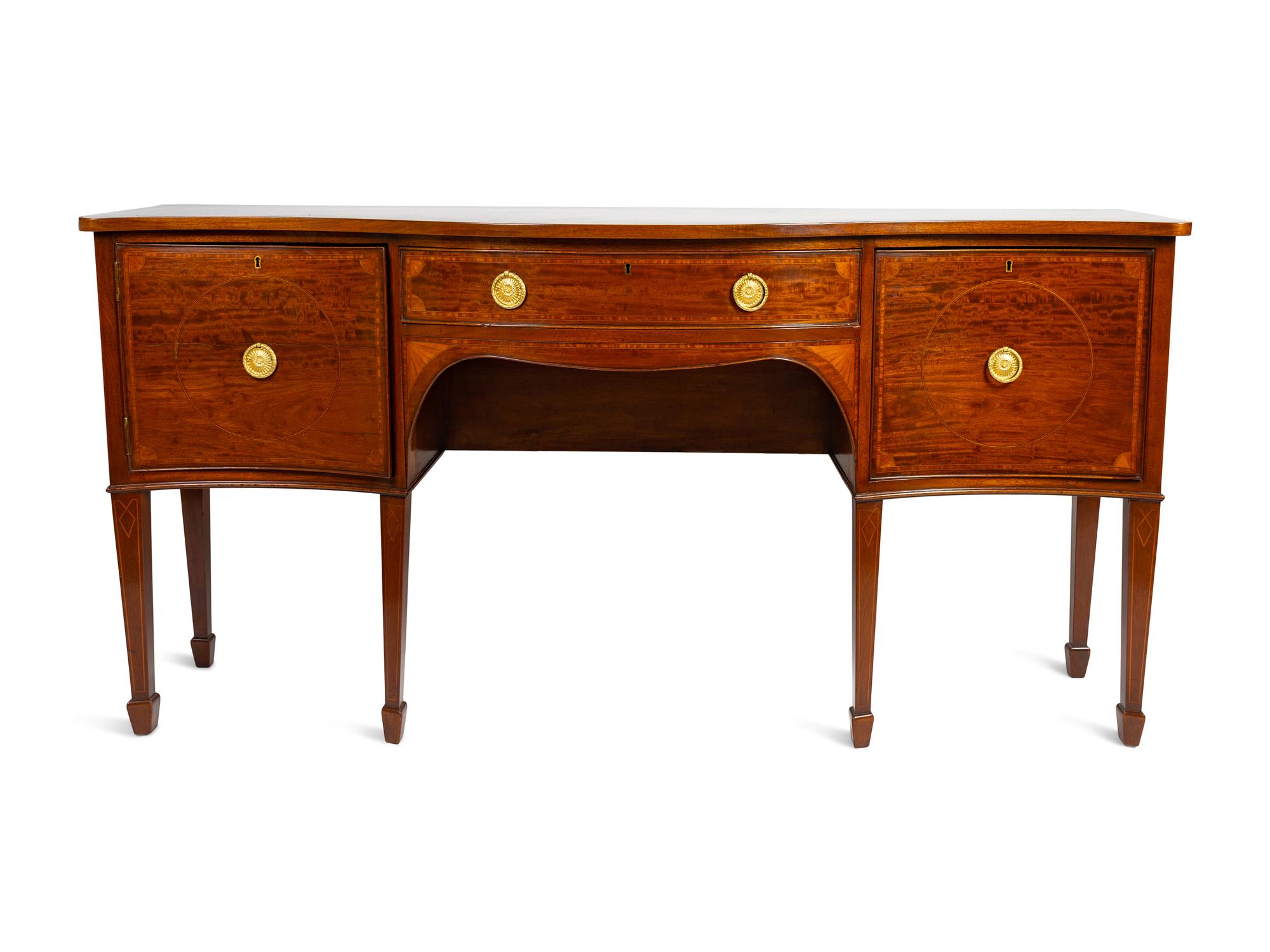 A George III Satinwood Inlaid Mahogany Sideboard