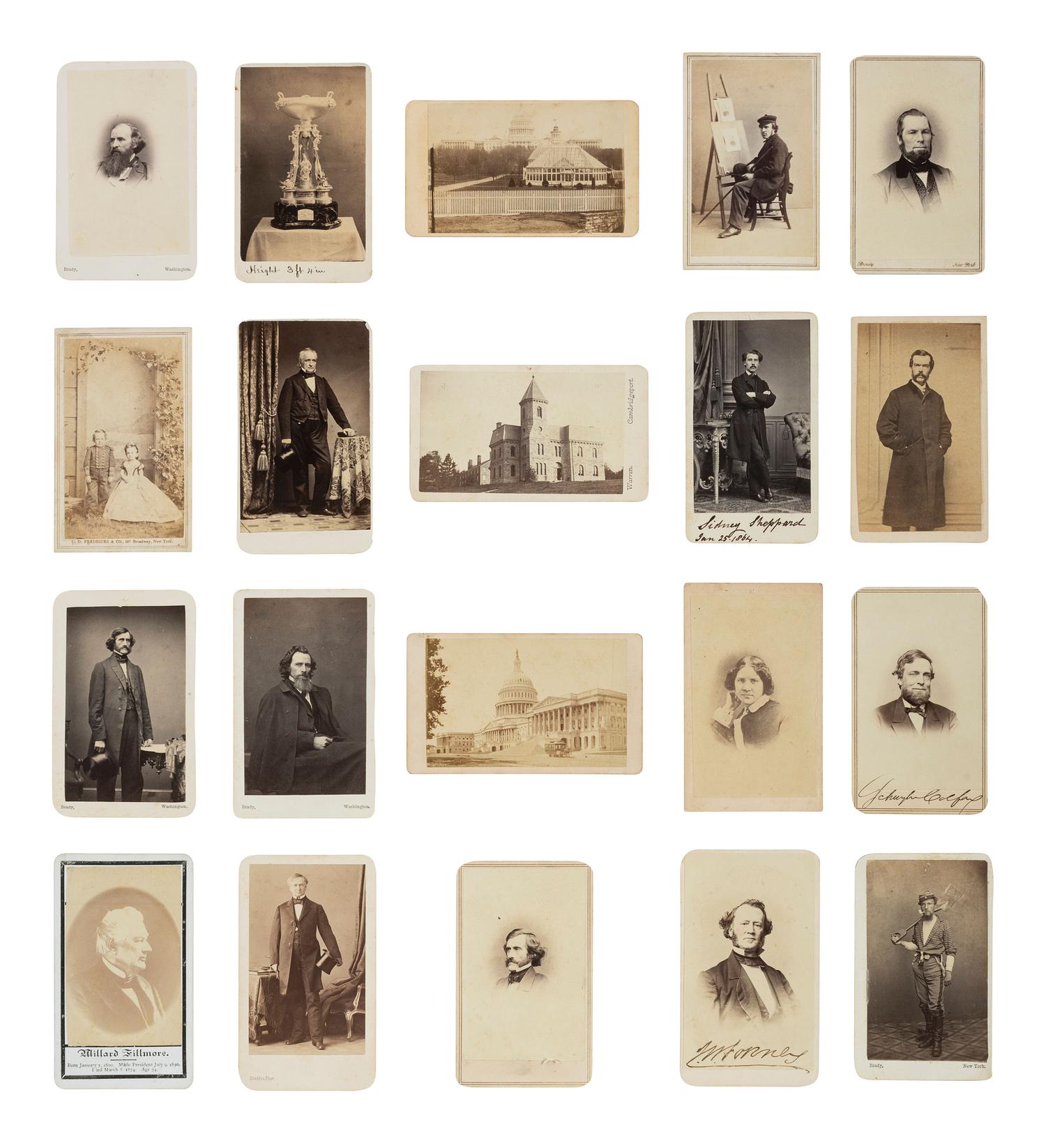 [CIVIL WAR]. A large collection of CDVs descended directly in the family of Vice President Hannibal Hamlin, incl. portraits of Hamlin family members, Civil War officers, politicians, artists, and celebrities.