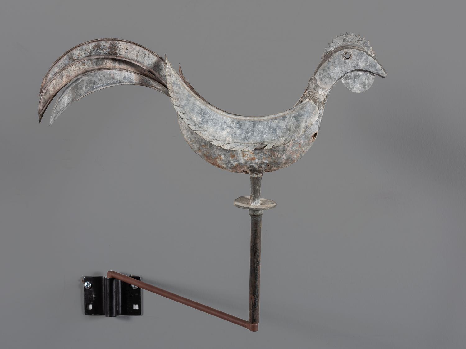 A Cut and Molded Tin-Sheet Metal Rooster Weathervane