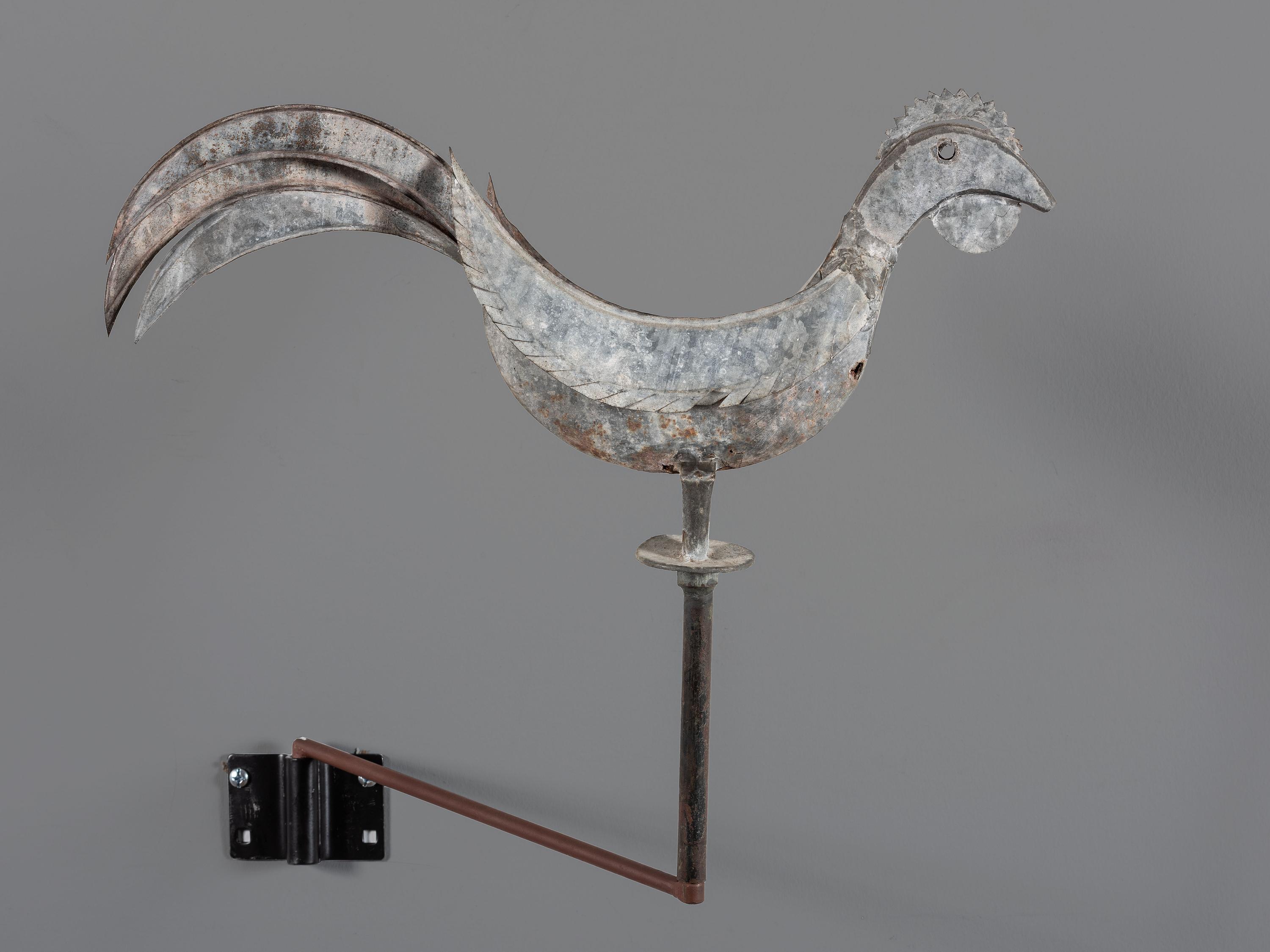 A Cut and Molded Tin-Sheet Metal Rooster Weathervane