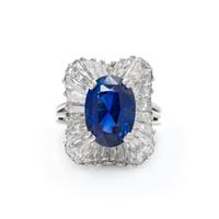 F.J. COOPER, SAPPHIRE AND DIAMOND RING