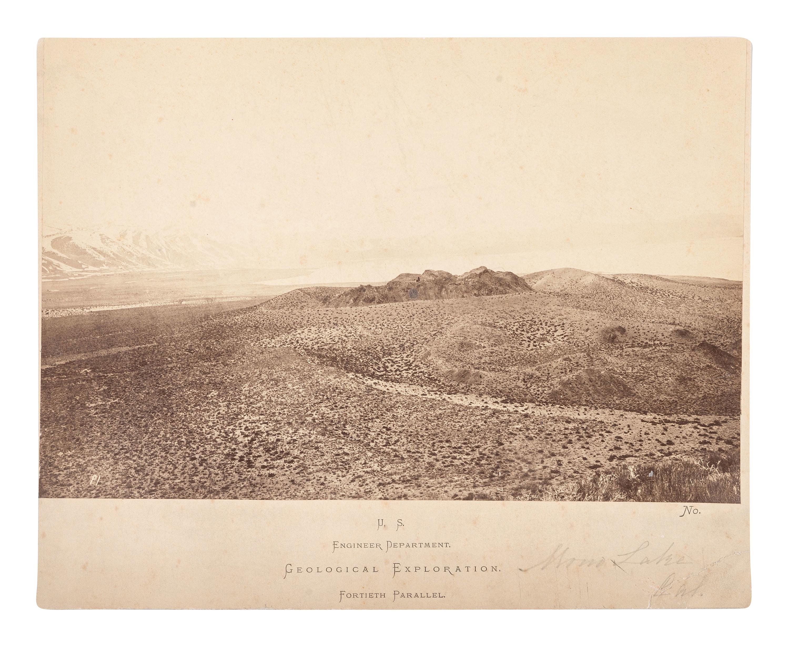 [WESTERN AMERICANA]. O'SULLIVAN, Timothy (1840-1882), photographer. Mono Lake, California . Albumen photograph from Clarence King's Survey of the Fortieth Parallel. 1868.