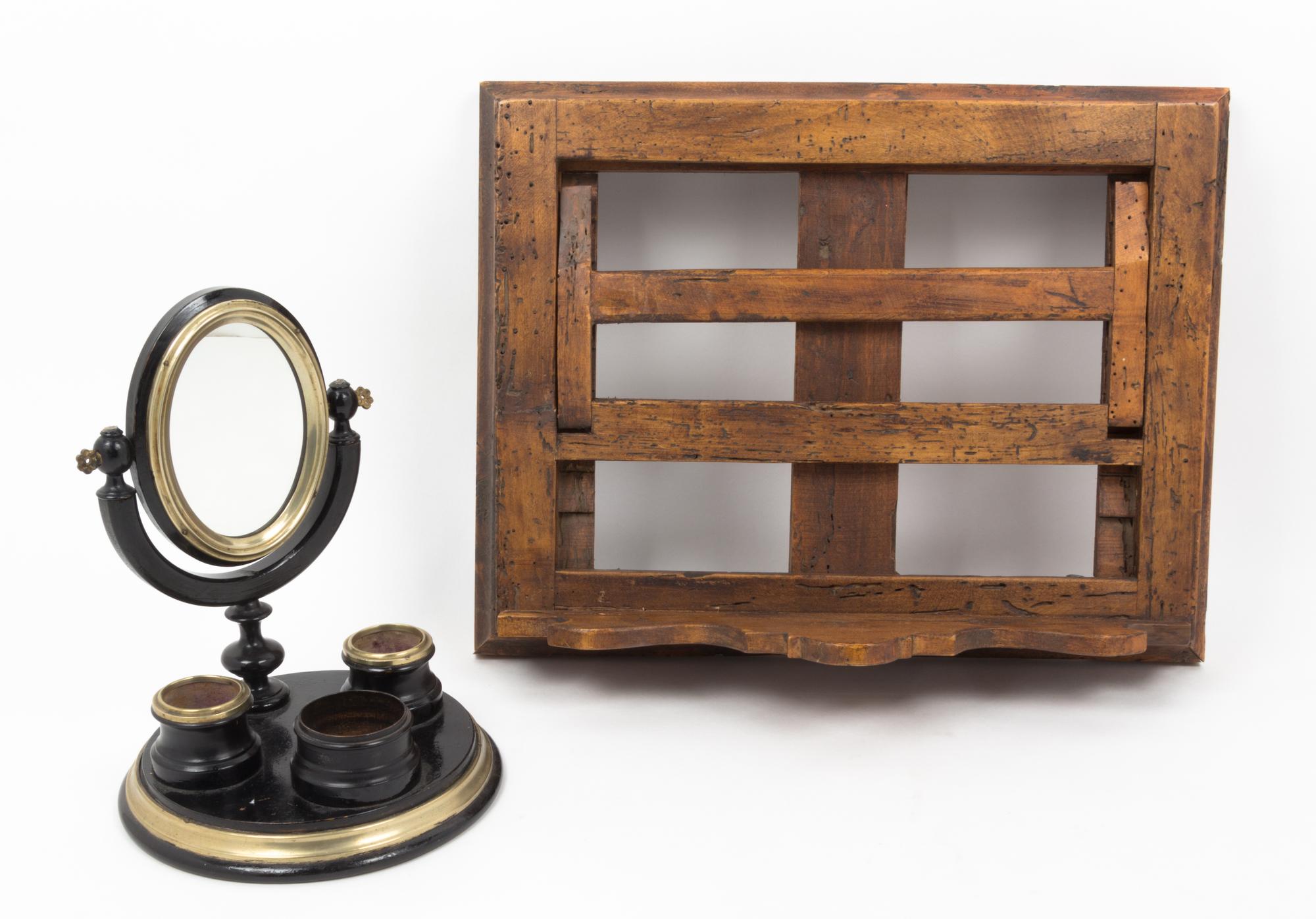 A Provincial Walnut Desktop Bookstand Height 10 1/2 x width 17 x depth 10 inches. — 19TH/20TH CENTURY