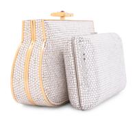 Two Judith Leiber Clear Crystal Minaudières
