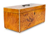 A George III Tortoiseshell and Green-Stained Tortoiseshell Inlay Tea Caddy — LATE 18TH CENTURY