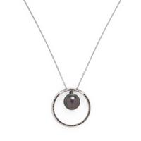 Cultured Pearl, Diamond, and White Gold Pendant Necklace