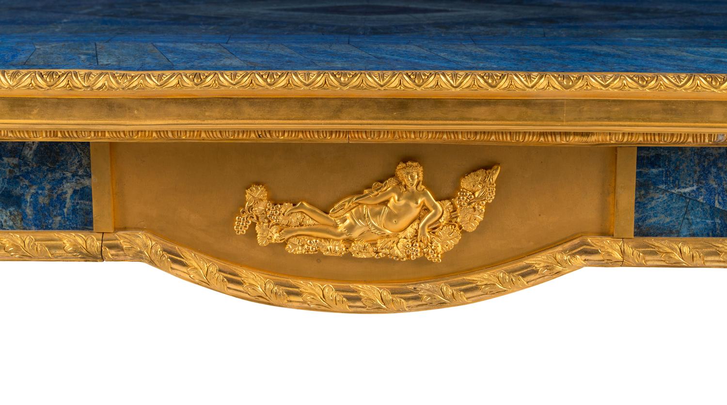 An Empire Style Gilt Bronze Mounted Lapis Lazuli Center Table