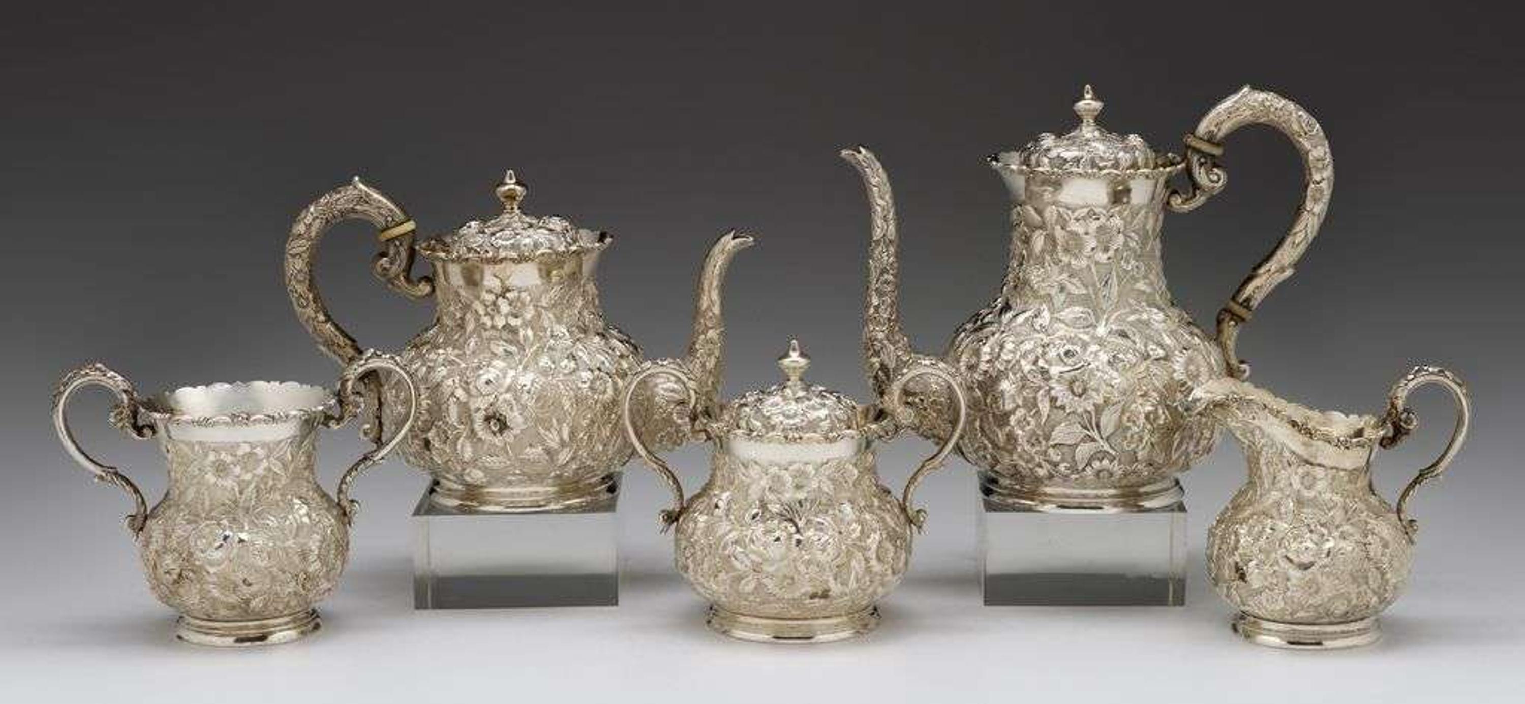 Sterling silver tea service jenkins & jenkins, baltimore, md, circa 1921