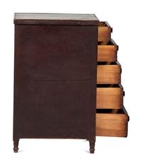 A Country Brown and Black Painted Five-Drawer Chest