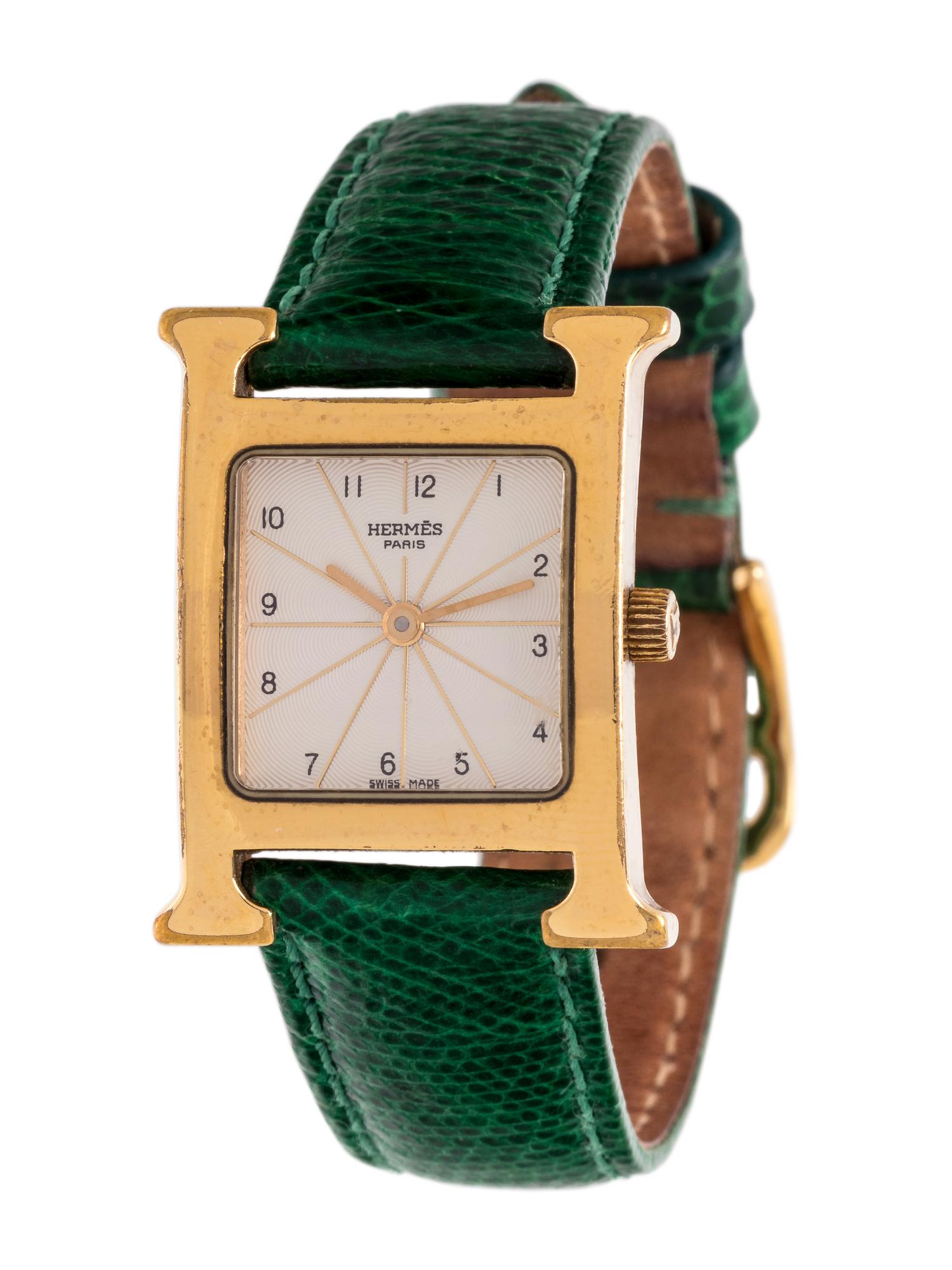 Hermès Heure H Wrist Watch with Lizard Strap
