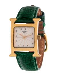 Hermès Heure H Wrist Watch with Lizard Strap