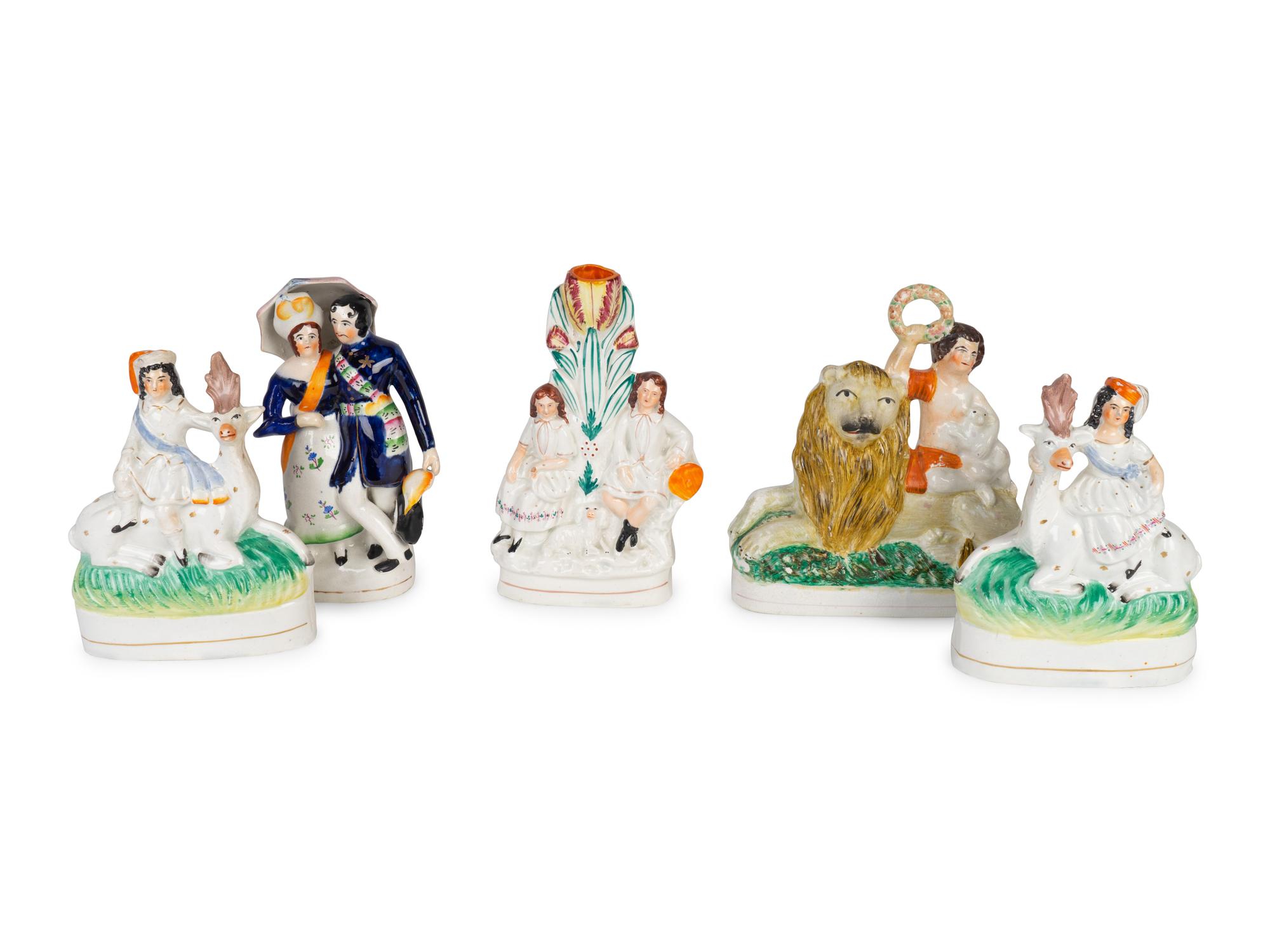A Group of Five Staffordshire Figural Groups — 18TH/19TH CENTURY