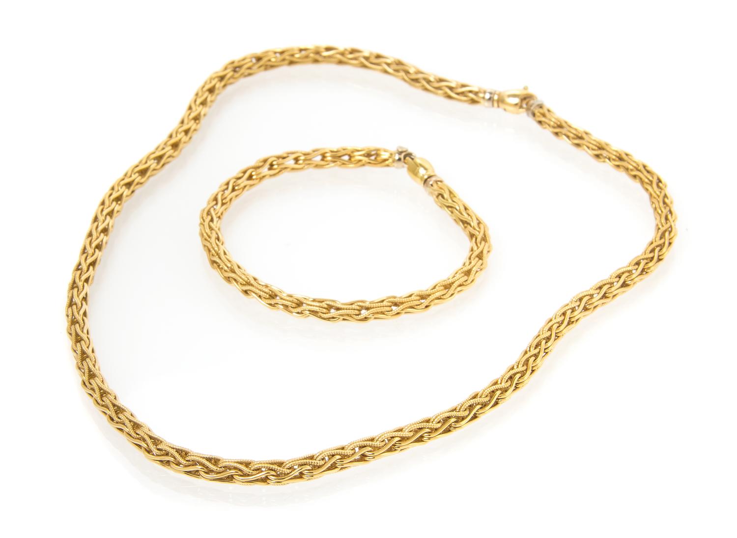 An 18 Karat Yellow Gold Double Ladder Link Demi Parure, 19.70 dwts.