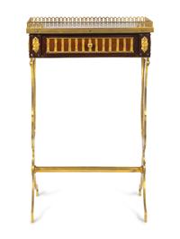 A Louis XVI Style Gilt-Bronze and Parquetry Table en Chiffonière — 19TH CENTURY
