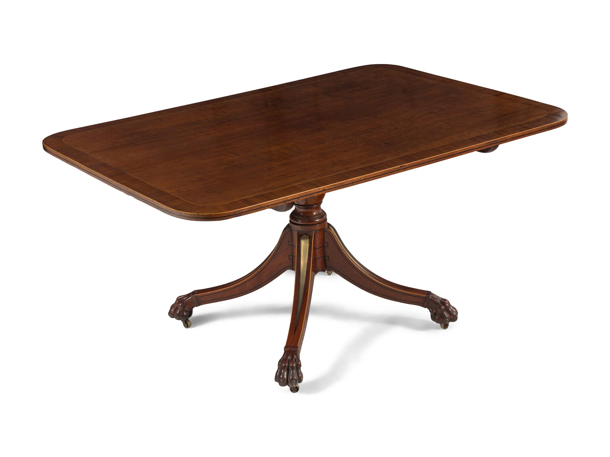 A Regency Part Ebonized Mahogany Brass-Inlaid Breakfast Table