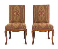 A Pair of English Mahogany Paisley-Upholstered Side Chairs