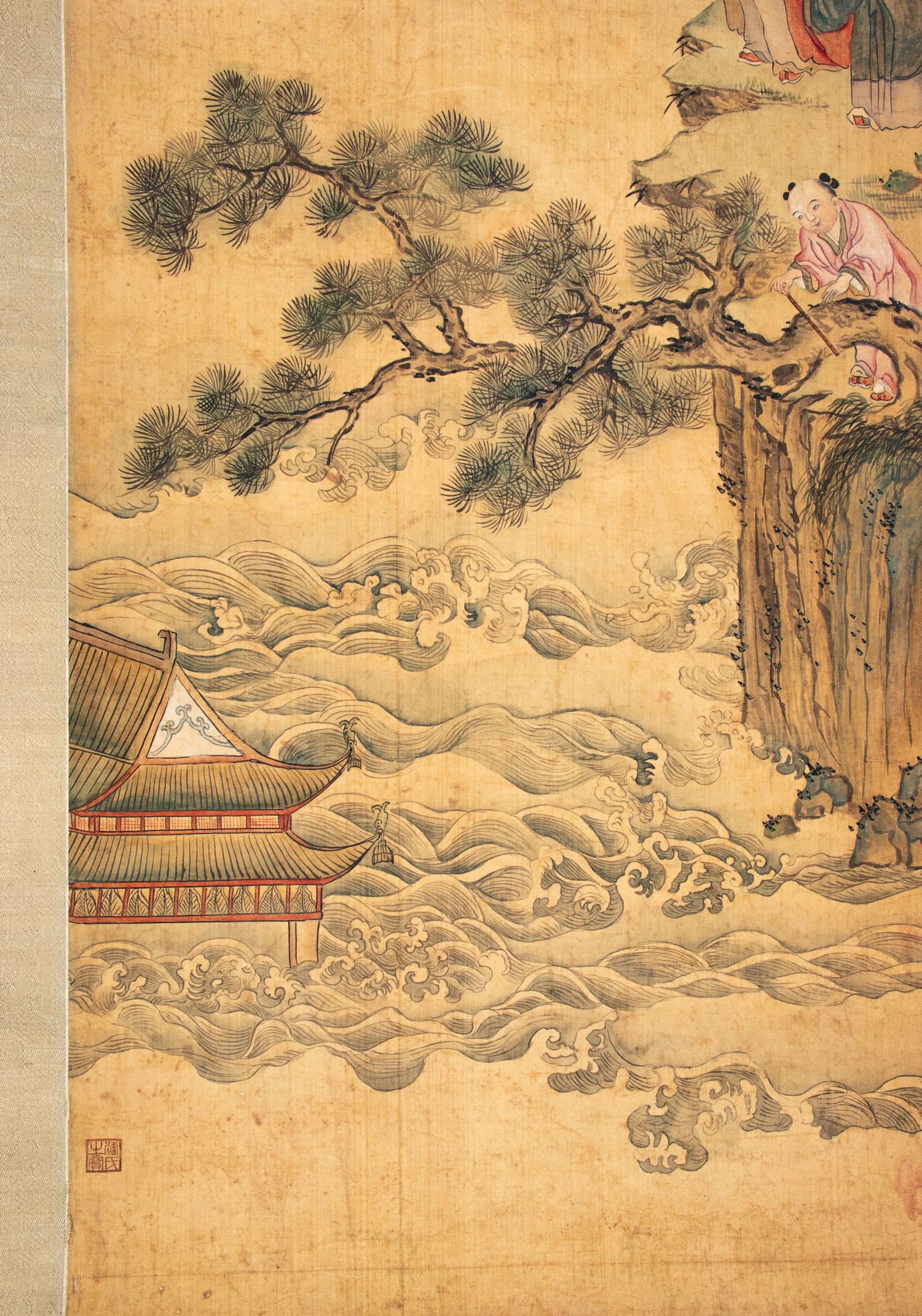 A Chinese Scroll Painting 39 x 16 inches.