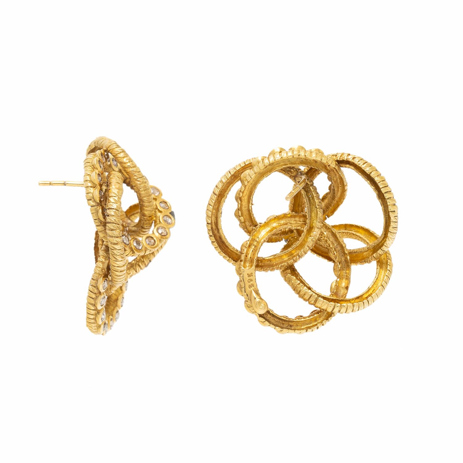 COOMI, HIGH KARAT YELLOW GOLD AND ROSE CUT DIAMOND EARRINGS