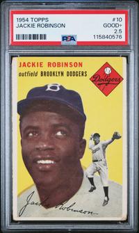 A 1954 Topps Jackie Robinson Baseball Card No. 10 (PSA 2.5 GOOD+)
