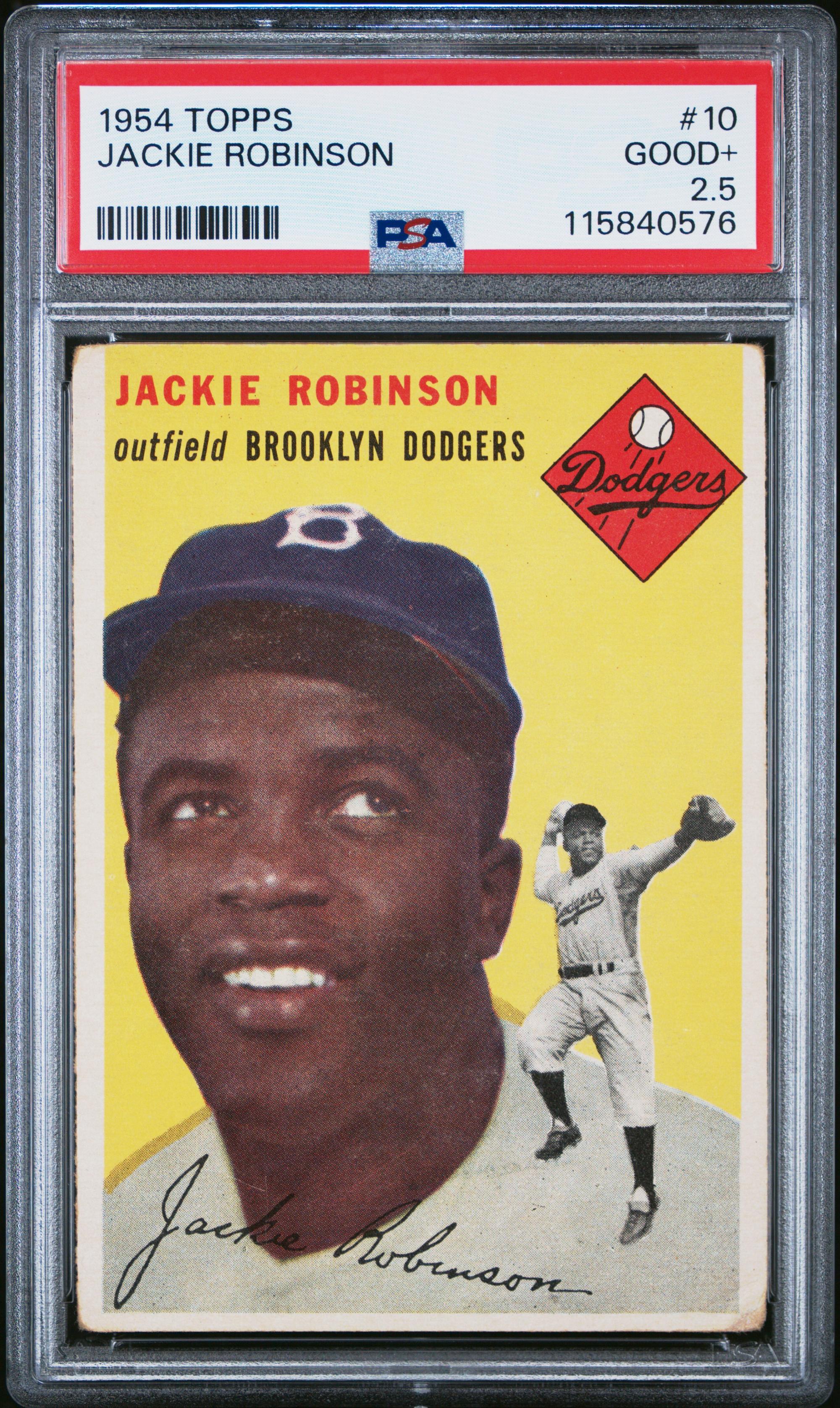 A 1954 Topps Jackie Robinson Baseball Card No. 10 (PSA 2.5 GOOD+)