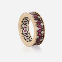 A ruby, diamond, and gold eternity band