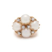 CULTURED PEARL AND DIAMOND RING