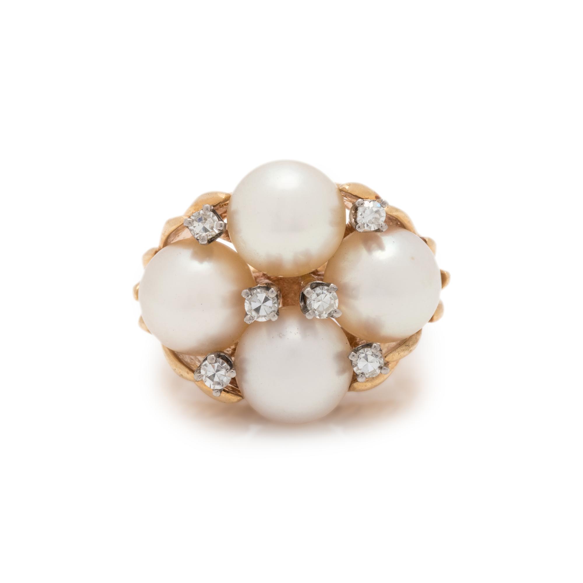 CULTURED PEARL AND DIAMOND RING