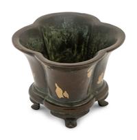 A Gold-Splashed Flori-Form Bronze Incense Burner
